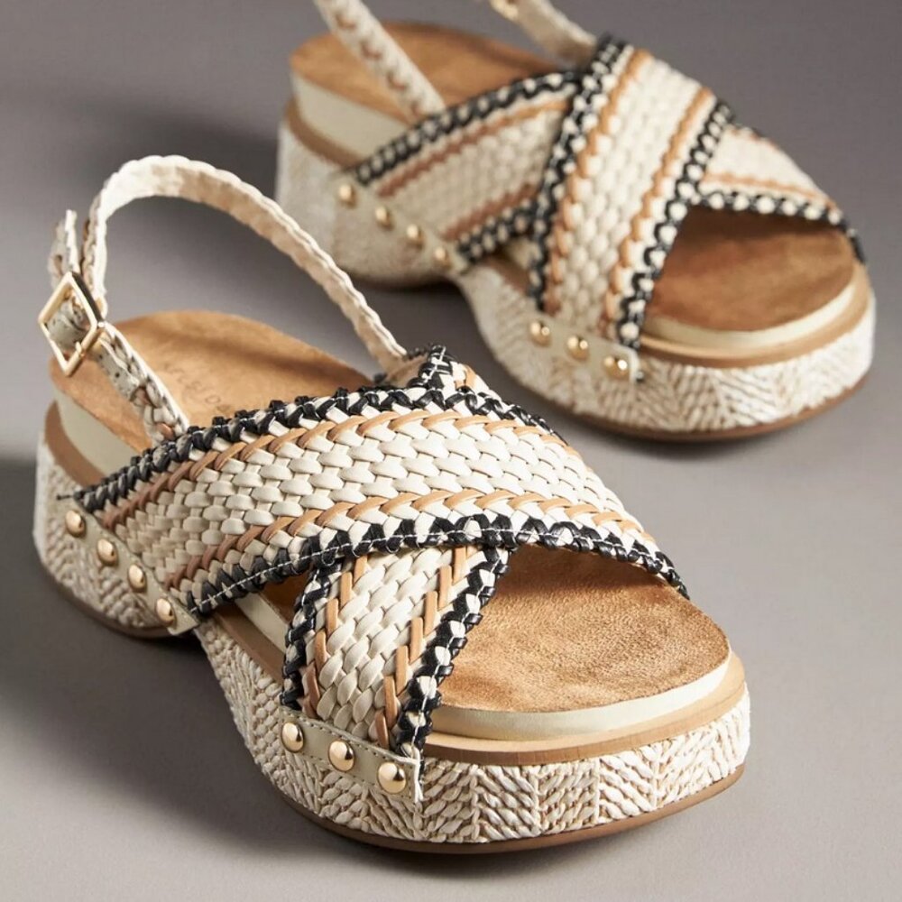 Anthropologie Kelsi Dagger Brooklyn Pace Raffia Platform Sandals Platforms 7.5